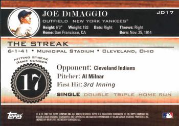2007 Topps - Joe DiMaggio: The Streak #JD17 Joe DiMaggio Back