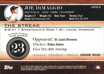 2007 Topps - Joe DiMaggio: The Streak #JD23 Joe DiMaggio Back