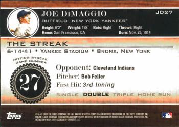 2007 Topps - Joe DiMaggio: The Streak #JD27 Joe DiMaggio Back