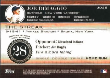 2007 Topps - Joe DiMaggio: The Streak #JD28 Joe DiMaggio Back