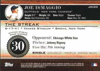 2007 Topps - Joe DiMaggio: The Streak #JD30 Joe DiMaggio Back