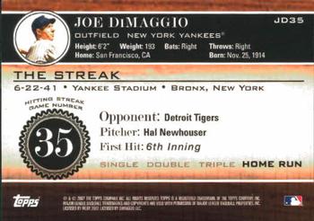 2007 Topps - Joe DiMaggio: The Streak #JD35 Joe DiMaggio Back