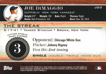 2007 Topps - Joe DiMaggio: The Streak #JD3 Joe DiMaggio Back