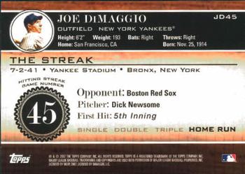 2007 Topps - Joe DiMaggio: The Streak #JD45 Joe DiMaggio Back