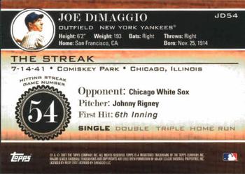 2007 Topps - Joe DiMaggio: The Streak #JD54 Joe DiMaggio Back