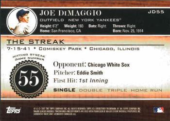 2007 Topps - Joe DiMaggio: The Streak #JD55 Joe DiMaggio Back