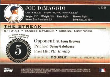 2007 Topps - Joe DiMaggio: The Streak #JD5 Joe DiMaggio Back