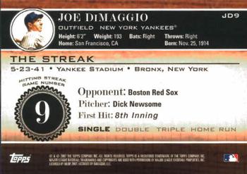 2007 Topps - Joe DiMaggio: The Streak #JD9 Joe DiMaggio Back