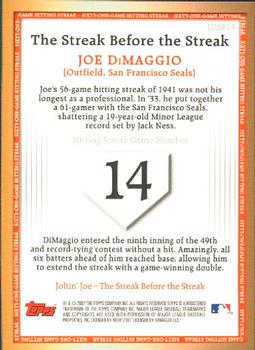 2007 Topps - Joe DiMaggio: The Streak Before the Streak #JDSF14 Joe DiMaggio Back