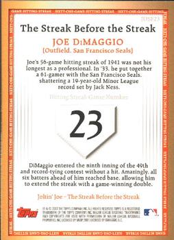 2007 Topps - Joe DiMaggio: The Streak Before the Streak #JDSF23 Joe DiMaggio Back
