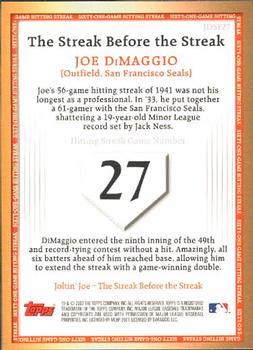 2007 Topps - Joe DiMaggio: The Streak Before the Streak #JDSF27 Joe DiMaggio Back