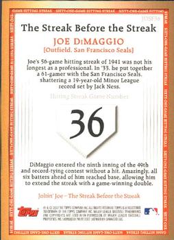 2007 Topps - Joe DiMaggio: The Streak Before the Streak #JDSF36 Joe DiMaggio Back