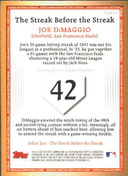 2007 Topps - Joe DiMaggio: The Streak Before the Streak #JDSF42 Joe DiMaggio Back