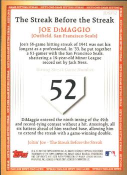 2007 Topps - Joe DiMaggio: The Streak Before the Streak #JDSF52 Joe DiMaggio Back