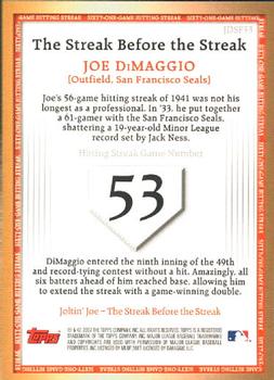 2007 Topps - Joe DiMaggio: The Streak Before the Streak #JDSF53 Joe DiMaggio Back