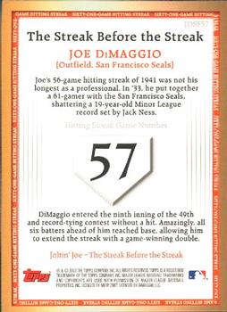 2007 Topps - Joe DiMaggio: The Streak Before the Streak #JDSF57 Joe DiMaggio Back