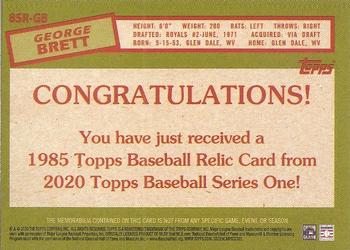 2020 Topps - 1985 Topps Baseball 35th Anniversary Relics (Series One) #85R-GB George Brett Back