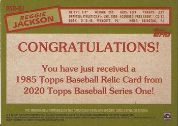 2020 Topps - 1985 Topps Baseball 35th Anniversary Relics (Series One) #85R-RJ Reggie Jackson Back