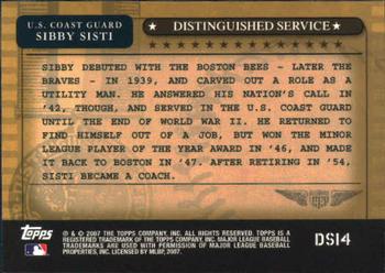 2007 Topps - Distinguished Service #DS14 Sibby Sisti Back