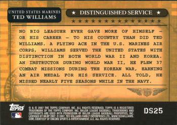 2007 Topps - Distinguished Service #DS25 Ted Williams Back
