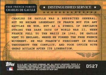 2007 Topps - Distinguished Service #DS27 Charles de Gaulle Back