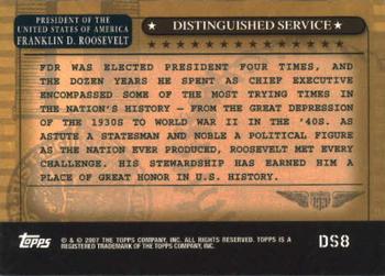 2007 Topps - Distinguished Service #DS8 Franklin D. Roosevelt Back