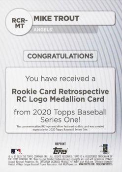 2020 Topps - Rookie Card Retrospective RC Logo Medallion #RCR-MT Mike Trout Back