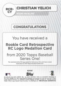 2020 Topps - Rookie Card Retrospective RC Logo Medallion #RCR-CY Christian Yelich Back