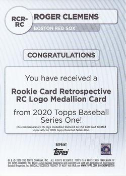 2020 Topps - Rookie Card Retrospective RC Logo Medallion #RCR-RC Roger Clemens Back
