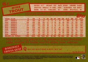 2020 Topps - 1985 Topps Baseball 35th Anniversary (Series One) #85-1 Mike Trout Back