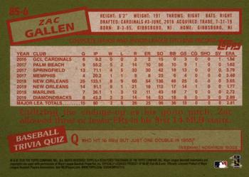 2020 Topps - 1985 Topps Baseball 35th Anniversary (Series One) #85-6 Zac Gallen Back
