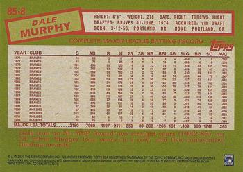 2020 Topps - 1985 Topps Baseball 35th Anniversary (Series One) #85-8 Dale Murphy Back