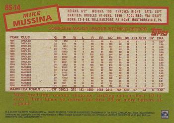 2020 Topps - 1985 Topps Baseball 35th Anniversary (Series One) #85-14 Mike Mussina Back