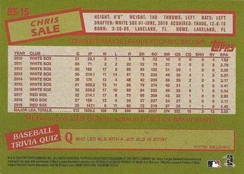 2020 Topps - 1985 Topps Baseball 35th Anniversary (Series One) #85-15 Chris Sale Back