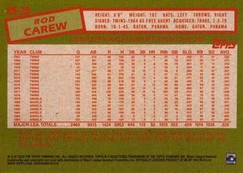 2020 Topps - 1985 Topps Baseball 35th Anniversary (Series One) #85-23 Rod Carew Back