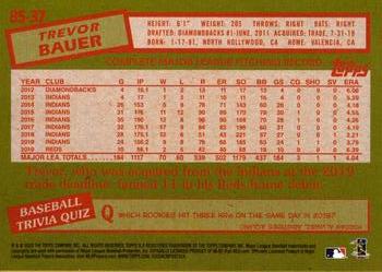 2020 Topps - 1985 Topps Baseball 35th Anniversary (Series One) #85-37 Trevor Bauer Back