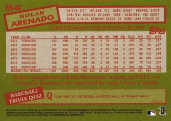 2020 Topps - 1985 Topps Baseball 35th Anniversary (Series One) #85-41 Nolan Arenado Back