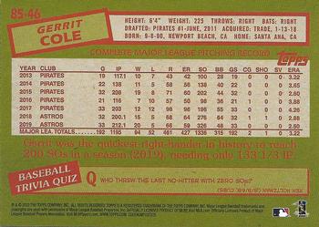 2020 Topps - 1985 Topps Baseball 35th Anniversary (Series One) #85-46 Gerrit Cole Back
