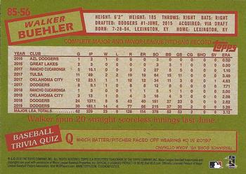2020 Topps - 1985 Topps Baseball 35th Anniversary (Series One) #85-56 Walker Buehler Back