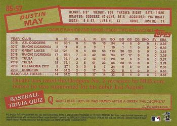 2020 Topps - 1985 Topps Baseball 35th Anniversary (Series One) #85-57 Dustin May Back