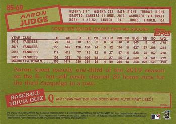 2020 Topps - 1985 Topps Baseball 35th Anniversary (Series One) #85-69 Aaron Judge Back