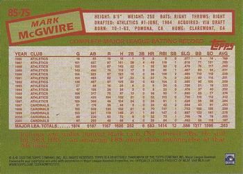 2020 Topps - 1985 Topps Baseball 35th Anniversary (Series One) #85-75 Mark McGwire Back