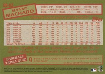 2020 Topps - 1985 Topps Baseball 35th Anniversary (Series One) #85-82 Manny Machado Back