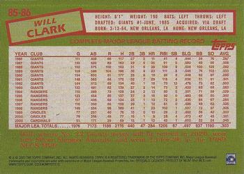 2020 Topps - 1985 Topps Baseball 35th Anniversary (Series One) #85-86 Will Clark Back