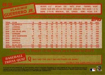 2020 Topps - 1985 Topps Baseball 35th Anniversary (Series One) #85-98 Vladimir Guerrero Jr. Back