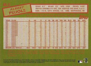 2020 Topps - 1985 Topps Baseball 35th Anniversary Blue (Series One) #85-3 Albert Pujols Back
