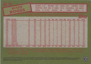 2020 Topps - 1985 Topps Baseball 35th Anniversary Blue (Series One) #85-19 Wade Boggs Back