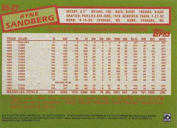 2020 Topps - 1985 Topps Baseball 35th Anniversary Blue (Series One) #85-27 Ryne Sandberg Back