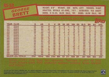 2020 Topps - 1985 Topps Baseball 35th Anniversary Blue (Series One) #85-53 George Brett Back