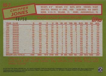 2020 Topps - 1985 Topps Baseball 35th Anniversary Gold (Series One) #85-7 Chipper Jones Back